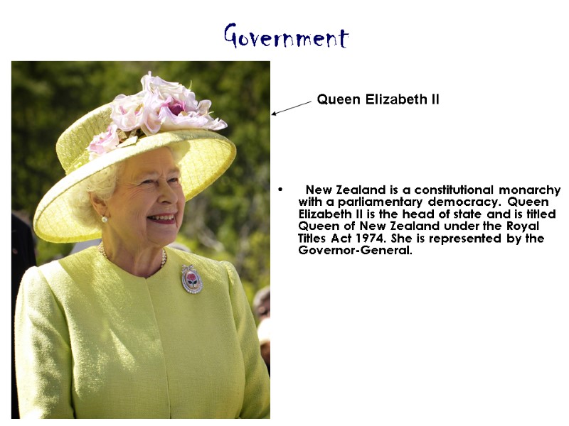 Government    New Zealand is a constitutional monarchy with a parliamentary democracy.